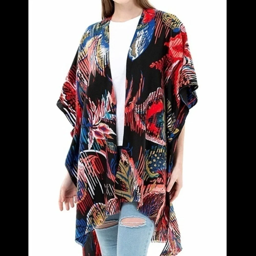 Black Floral Shawl with Armholes BRAND NEW